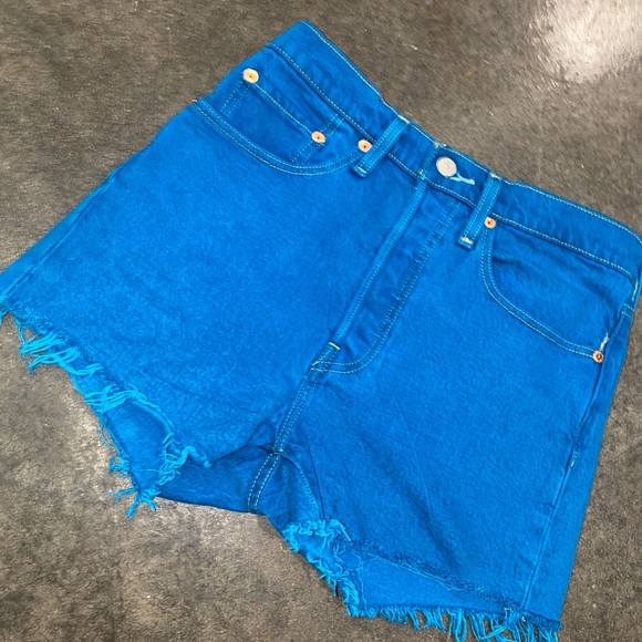 Levi's Levi’s 501 high rise turquoise cutoff Jean shorts - Picture 3 of 4